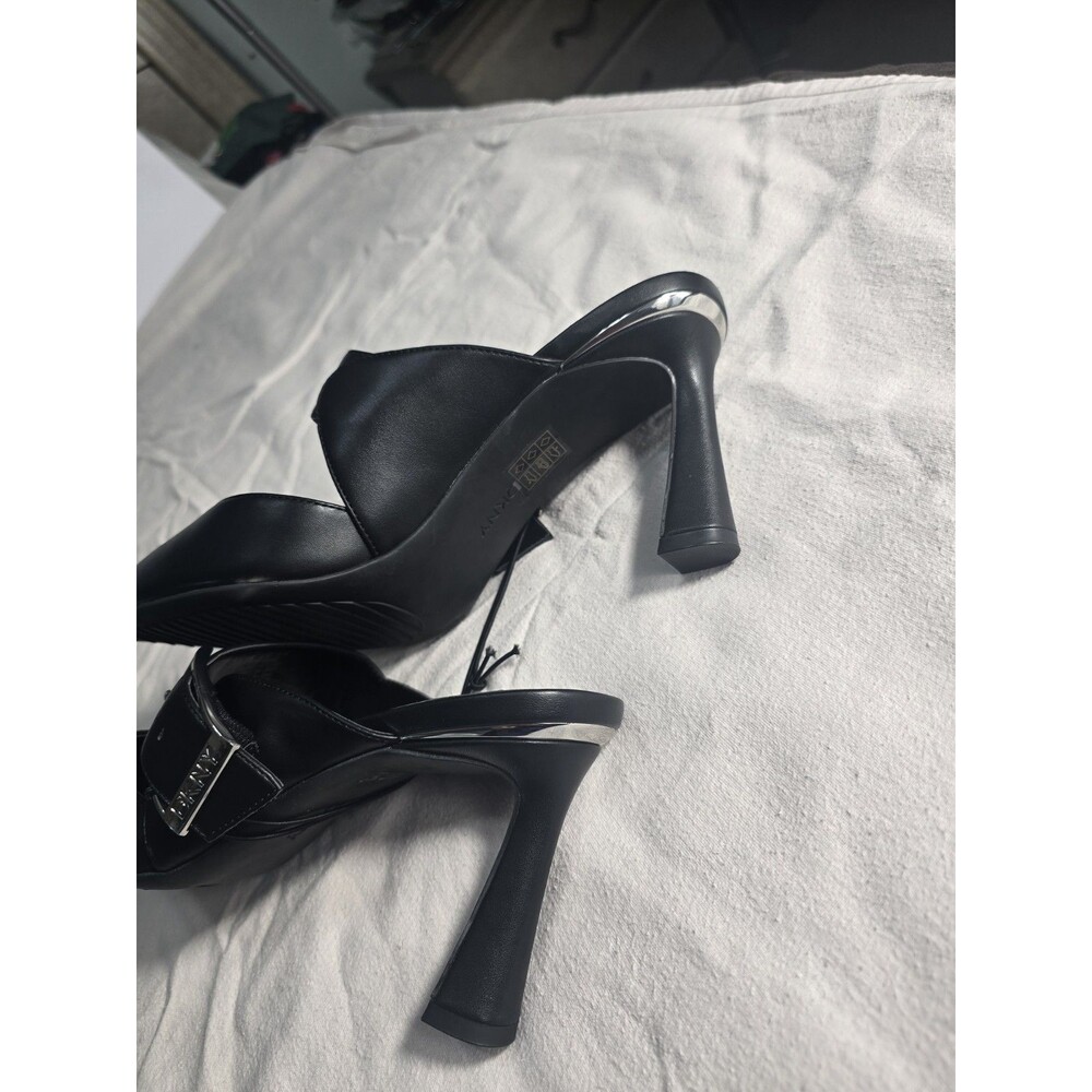 DKNY Nalani Black Pointed Toe Mules Buckle Strap High Heels Women's Size 11 NWOB - Picture 5 of 11